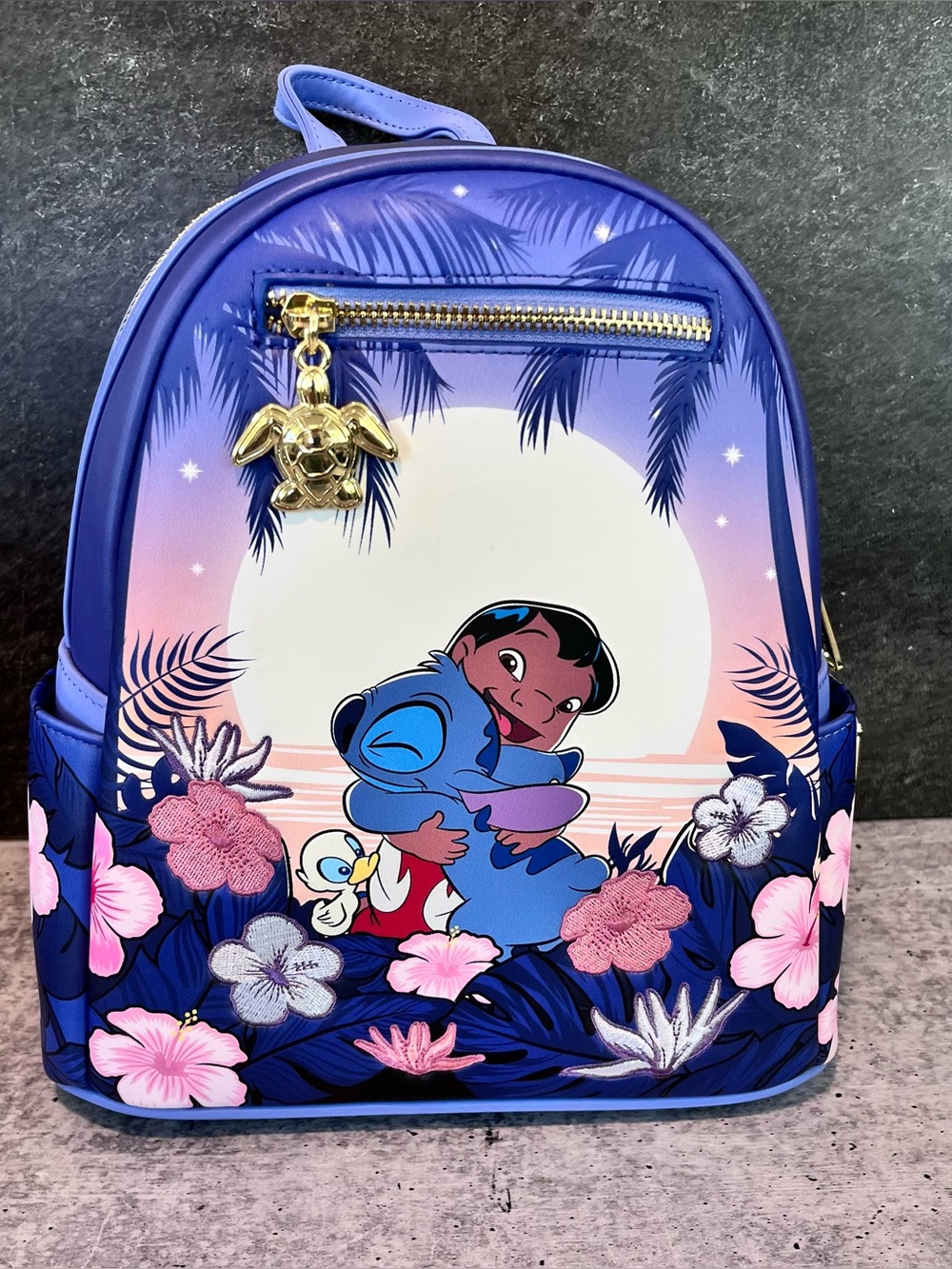 Disney Loungefly Lilo and Stitch Hugging Sunset Mini Backpack Hard Tag NWT